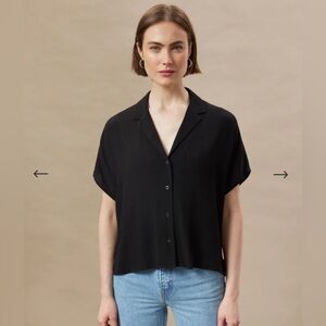 NWT Camp Collar Blouse in Black (M)